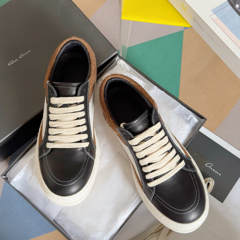 Rick Owens And Brown Low-top Sneakers - Black Unisex Streetwear Limited Edition - **Rick Owens Black and Brown Low-Top Sneakers: Timeless Elegance and Premium Craftsmanship** Introducing the Rick
