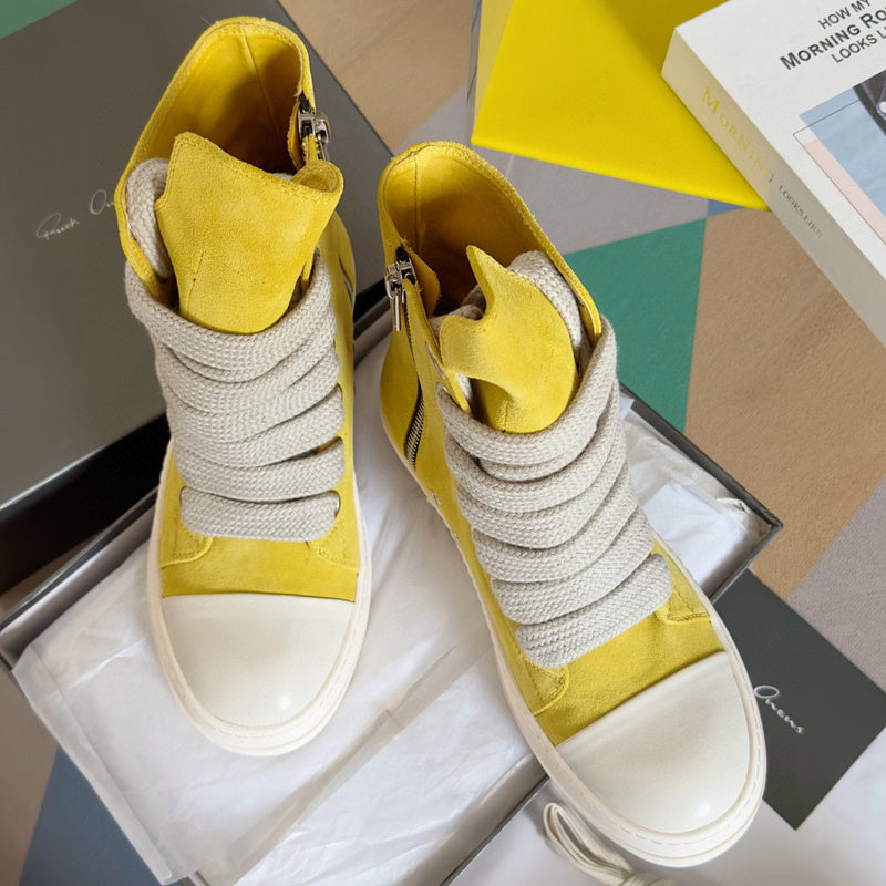 Rick Owens High-top Sneakers - Yellow Unisex Streetwear Limited Edition - **Rick Owens Yellow High-Top Sneakers: Vibrant Style Meets Premium Craftsmanship** Introducing the Rick Owens Yellow