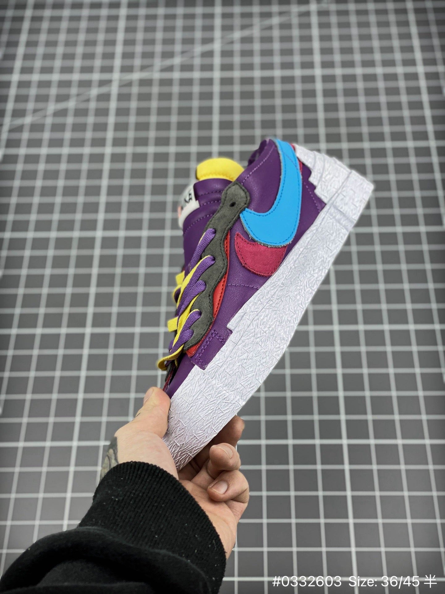 KAWS - Sacai - Nike Blazer Dusk - Purple Unisex Streetwear Limited Edition - The KAWS x Sacai x Nike Blazer 'Purple Dusk' takes the iconic Blazer silhouette to