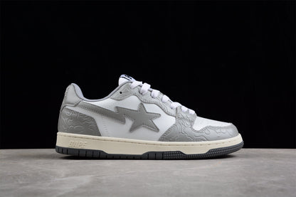 BAPE Sta Low-top Sneakers In And Gray - White Unisex Streetwear Limited Edition - **BAPE STA Low-Top Sneakers in White and Gray** Introducing the BAPE STA Low-Top Sneakers in