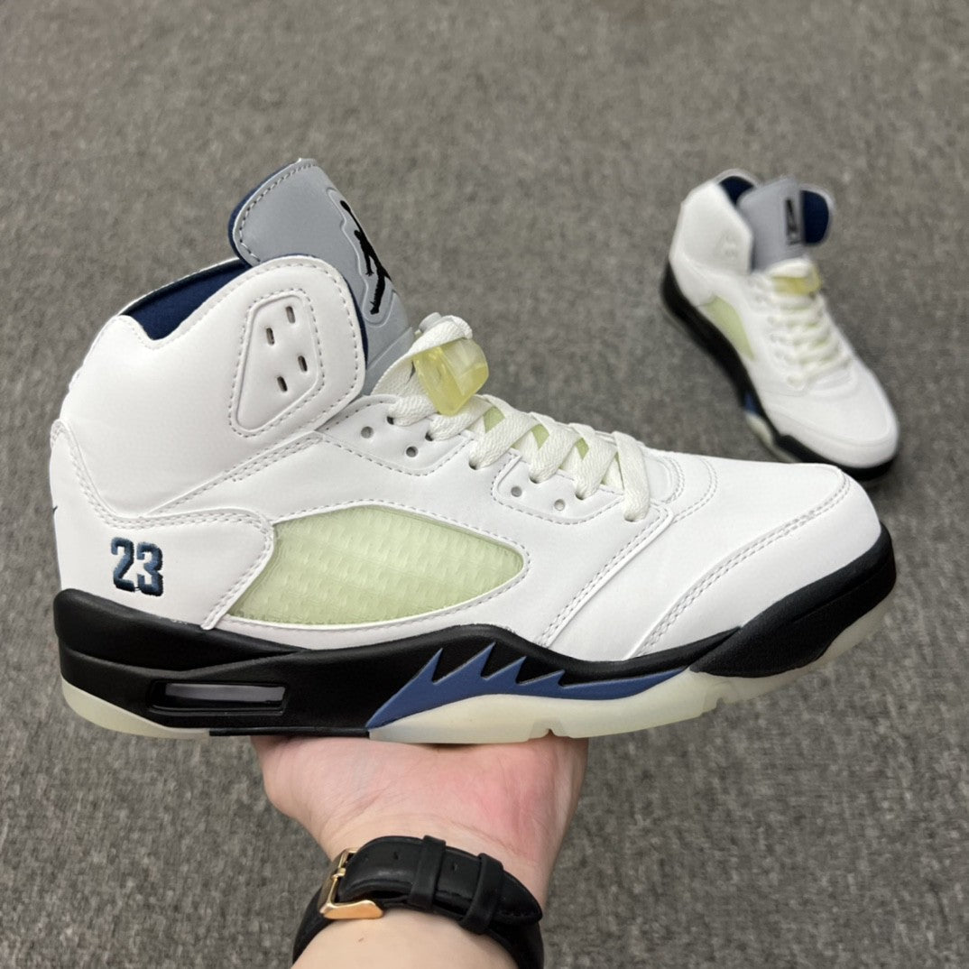 JORDAN 5 White And - Black Unisex Streetwear Limited Edition