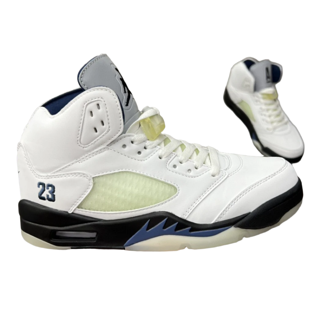 JORDAN 5 White And - Black Unisex Streetwear Limited Edition
