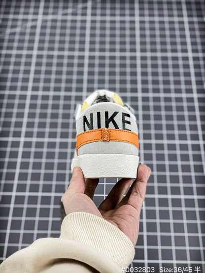 Nike Blazer Low'1977 Jumbo - White Unisex Streetwear Limited Edition - The Nike Blazer Low '1977 Jumbo Suede and Split Leather in White and Orange brings