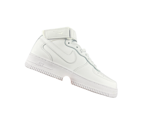 NIKE Air Force 1 Mid 'triple White' Unisex Streetwear Limited Edition - **Nike Air Force 1 Mid 'Triple White'** The Nike Air Force 1 Mid 'Triple White'