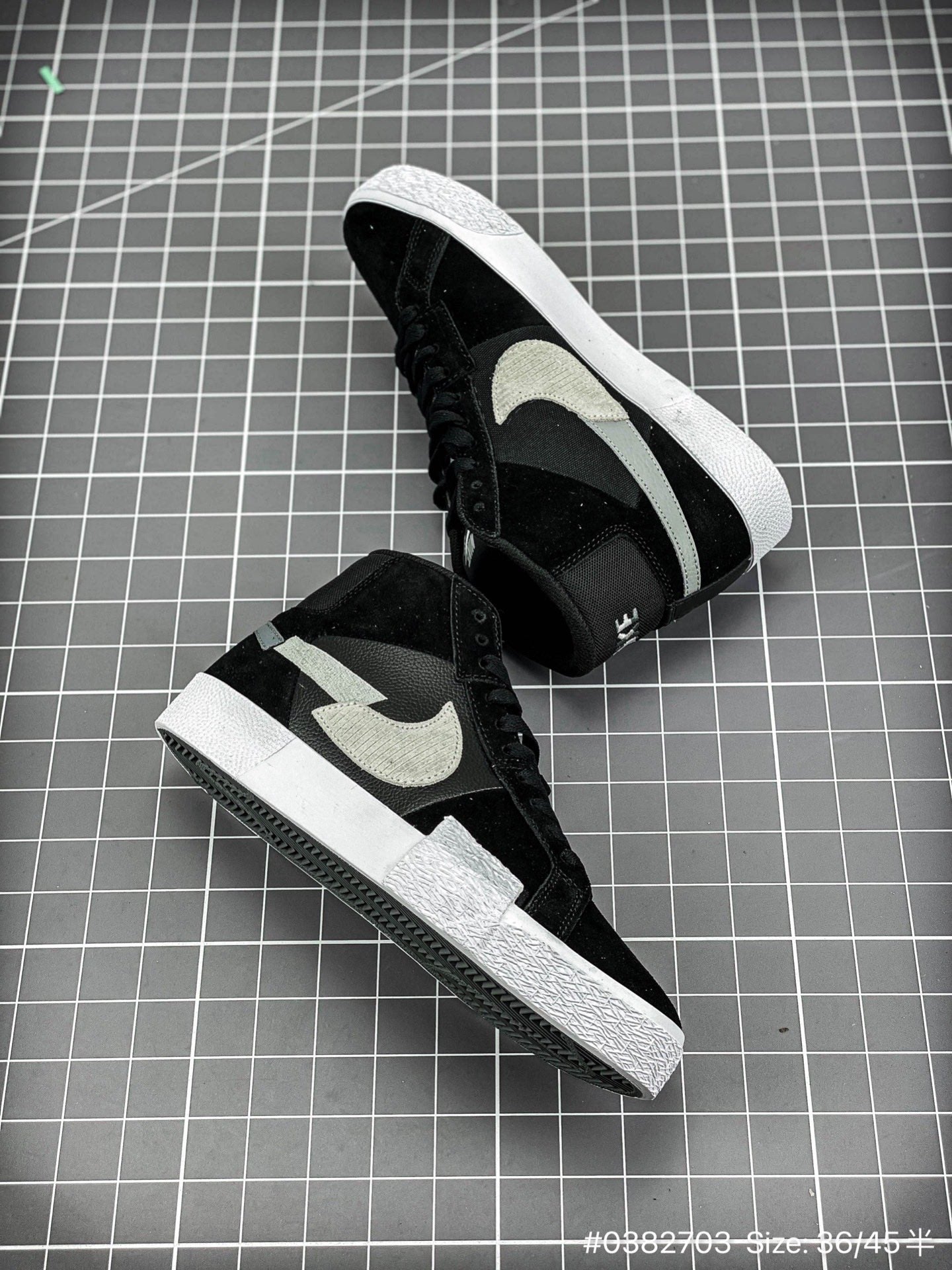 Nike Blazer Mid - Black Unisex Streetwear Limited Edition - The Nike Blazer Mid 'Broken Swoosh' in Black and Grey offers a sleek and modern