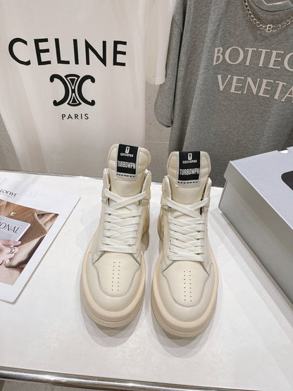 Rick Owens High-top Sneakers - Cream Unisex Streetwear Limited Edition - **Rick Owens Cream High-Top Sneakers: Elevate Your Style with Minimalist Elegance** Discover the perfect fusion
