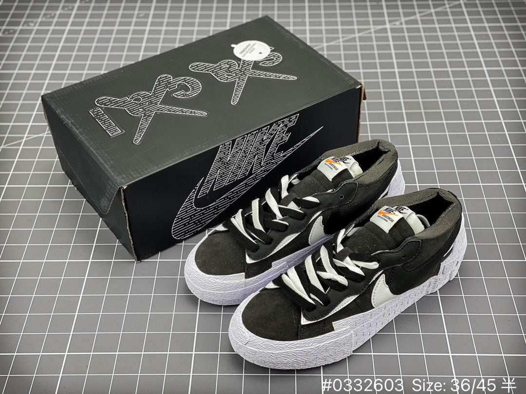 Sacai - Nike Blazer iron Grey Unisex Streetwear Limited Edition - The Sacai x Nike Blazer 'Iron Grey' low-top offers a sophisticated take on deconstructed design,