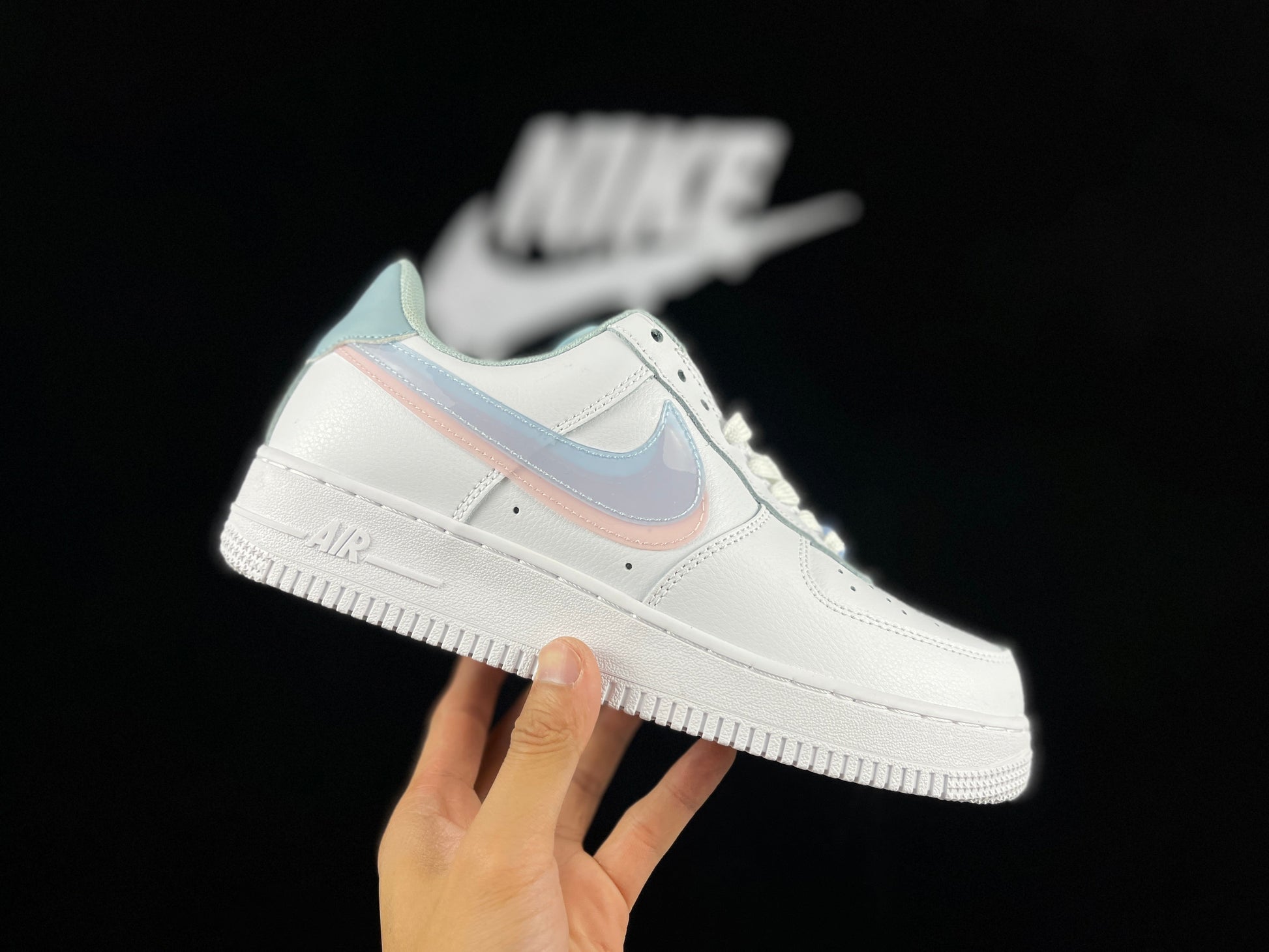 NIKE Air Force 1 'double Swoosh Peach Pink' Sneakers Unisex Streetwear Limited Edition - **Nike Air Force 1 'Double Swoosh Peach Pink'** The Nike Air Force 1 'Double Swoosh