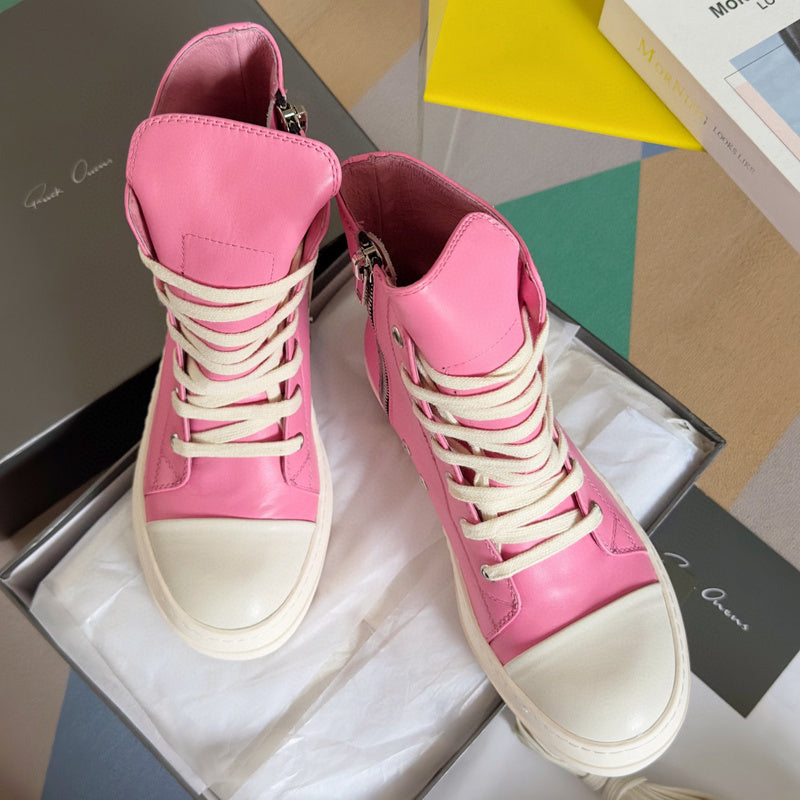 Rick Owens Hot High-top Sneakers - Pink Unisex Streetwear Limited Edition - **Rick Owens Hot Pink High-Top Sneakers: Bold Style and Premium Craftsmanship** Introducing the Rick Owens
