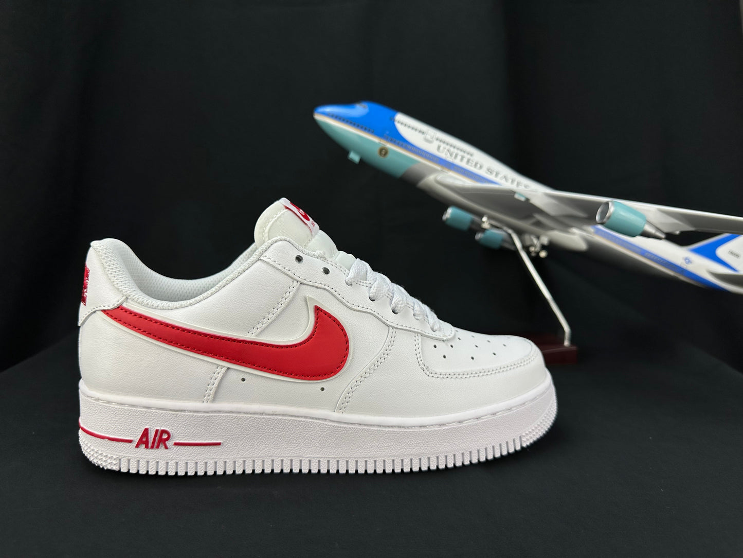 NIKE Air Force 1 'double Swoosh - Red' - White Unisex Streetwear Limited Edition - **Nike Air Force 1 'Double Swoosh White/Red'** The Nike Air Force 1 'Double Swoosh White/Red'