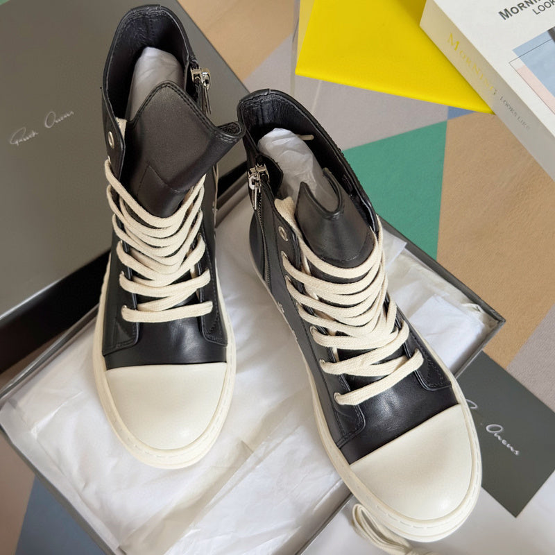 Rick Owens High-top Sneakers - Black Unisex Streetwear Limited Edition - **Rick Owens Black High-Top Sneakers: Bold Style and Premium Craftsmanship** Introducing the Rick Owens Black