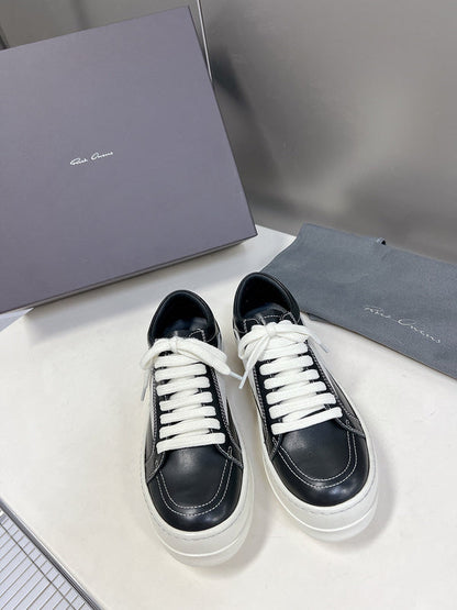 Rick Owens Low-Top Sneakers - Black Leather - logo - replica sneakers