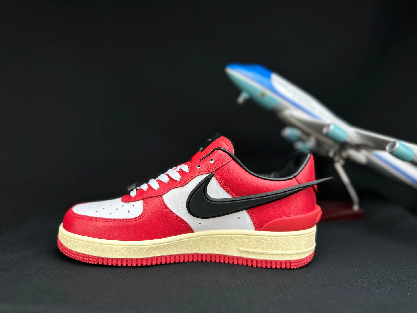 NIKE Air Force 1 'big Swoosh Red' Unisex Streetwear Limited Edition - **Nike Air Force 1 'Big Swoosh Red'** The Nike Air Force 1 'Big Swoosh Red'