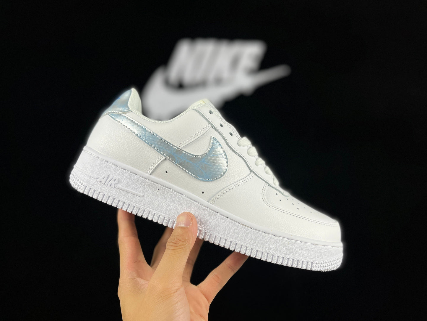 NIKE Air Force 1 Low 'white - Blue Iridescent Mist' Unisex Streetwear Limited Edition - **Nike Air Force 1 Low 'White/Blue Iridescent Mist'** The Nike Air Force 1 Low 'White/Blue