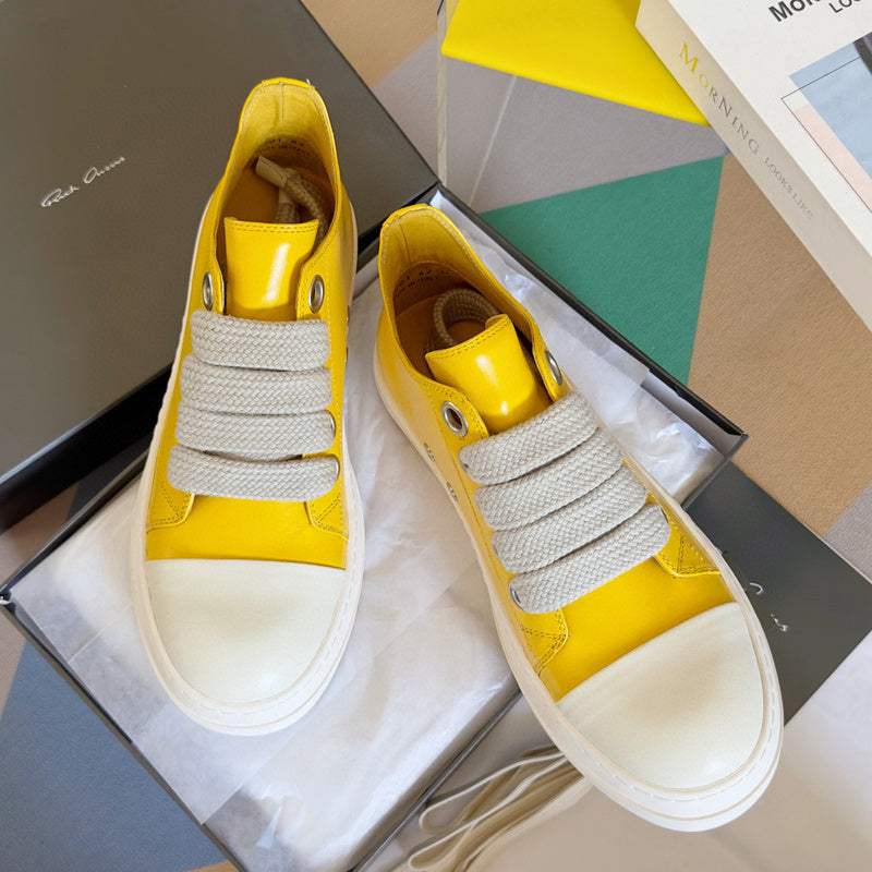 Rick Owens Low-top Sneakers - Yellow Unisex Streetwear Limited Edition - **Rick Owens Yellow Low-Top Sneakers: Bold Elegance and Superior Craftsmanship** Introducing the Rick Owens Yellow