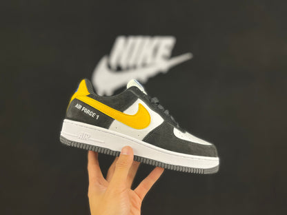 NIKE Air Force 1 Low 'black - White - Yellow Swoosh' Unisex Streetwear Limited Edition - **Nike Air Force 1 Low 'Black/White/Yellow Swoosh'** The Nike Air Force 1 Low 'Black/White/Yellow Swoosh'