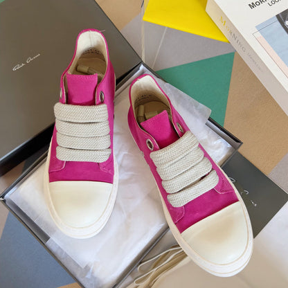 Rick Owens Suede Low-top Sneakers - Pink Unisex Streetwear Limited Edition - **Rick Owens Pink Suede Low-Top Sneakers: Bold Vibrancy and Premium Craftsmanship** Introducing the Rick Owens