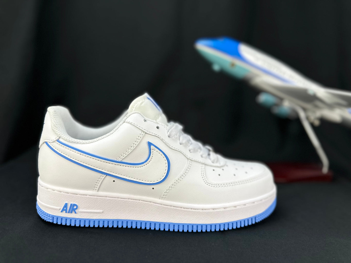 NIKE Air Force 1 'double Swoosh - Blue' - White Unisex Streetwear Limited Edition - Nike Air Force 1 'Double Swoosh White/Blue' The Nike Air Force 1 'Double Swoosh White/Blue'