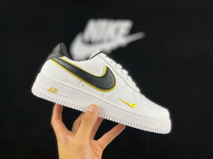 NIKE Air Force 1 'double Swoosh White - - Gold' - Black Unisex Streetwear Limited Edition - **Nike Air Force 1 'Double Swoosh White/Black/Gold'** The Nike Air Force 1 'Double Swoosh White/Black/Gold'