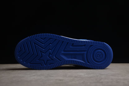 BAPE STA Low-Top Blue and White Patent Leather Sneakers - detail - replica sneakers