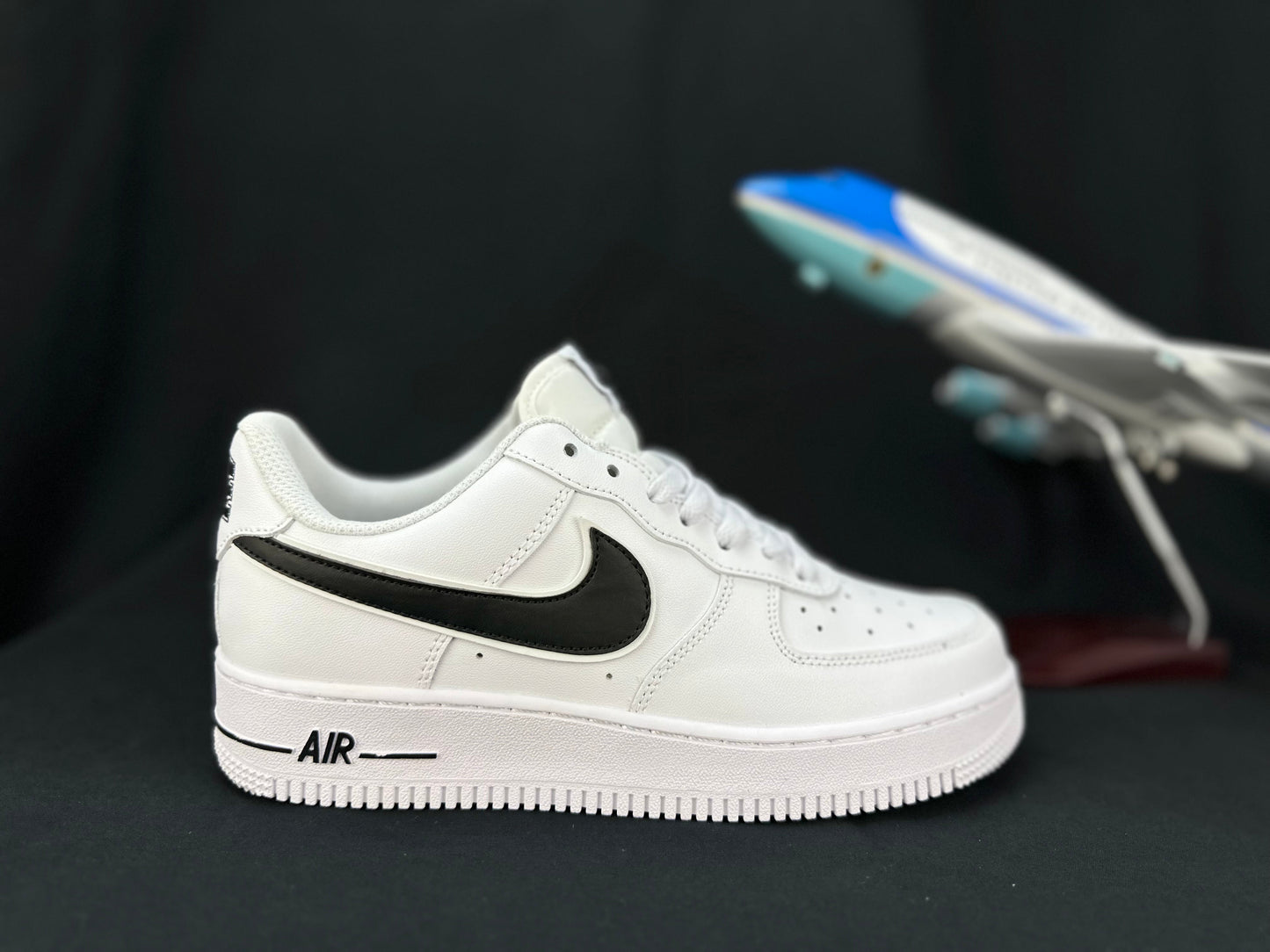 NIKE Air Force 1 'double Swoosh White - Black' Unisex Streetwear Limited Edition - **Nike Air Force 1 'Double Swoosh White/Black'** The Nike Air Force 1 'Double Swoosh White/Black'