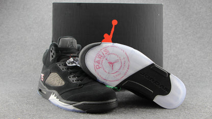 Jordan 5 Retro 'paris Saint-germain' - Black Unisex Streetwear Limited Edition - **Product Description: Air Jordan 5 Retro 'Paris Saint-Germain'** The Air Jordan 5 Retro 'Paris Saint-Germain'
