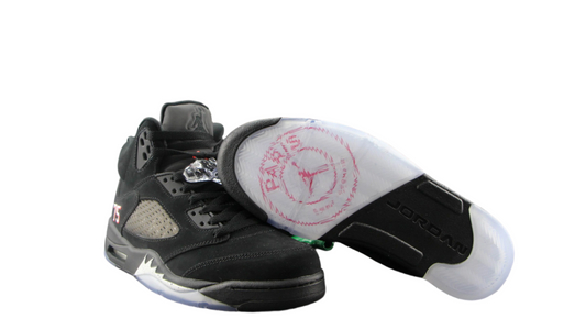 Jordan 5 Retro 'paris Saint-germain' - Black Unisex Streetwear Limited Edition - **Product Description: Air Jordan 5 Retro 'Paris Saint-Germain'** The Air Jordan 5 Retro 'Paris Saint-Germain'