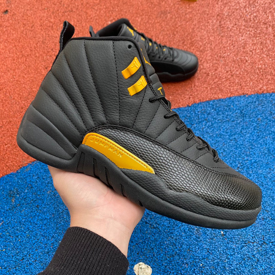 Jordan 12 Retro Ta - I Sneakers - Black Unisex Streetwear Limited Edition - Introducing the Air Jordan 12 Retro in a sleek black and yellow colorway, a dynamic