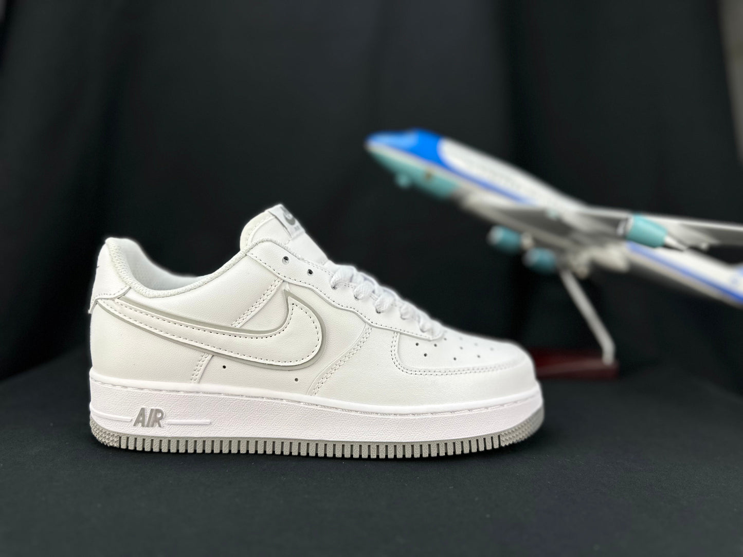 NIKE Air Force 1 'double Swoosh - Grey' - White Unisex Streetwear Limited Edition - **Nike Air Force 1 'Double Swoosh White/Grey'** The Nike Air Force 1 'Double Swoosh White/Grey'