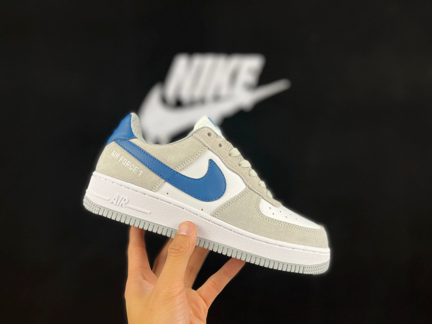 NIKE Air Force 1 Low 'gray - Blue' Unisex Streetwear Limited Edition - **Nike Air Force 1 Low 'Gray/Blue'** The Nike Air Force 1 Low 'Gray/Blue' presents a