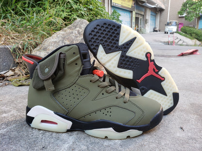 Jordan 6 Retro 'travis Scott - Medium Olive' Sneakers - Black Unisex Streetwear Limited Edition - **Product Description for Air Jordan 6 Retro 'Travis Scott - Medium Olive'** The Air Jordan