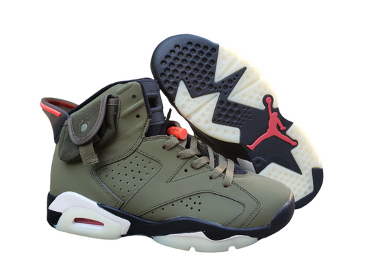Jordan 6 Retro 'travis Scott - Medium Olive' Sneakers - Black Unisex Streetwear Limited Edition - **Product Description for Air Jordan 6 Retro 'Travis Scott - Medium Olive'** The Air Jordan