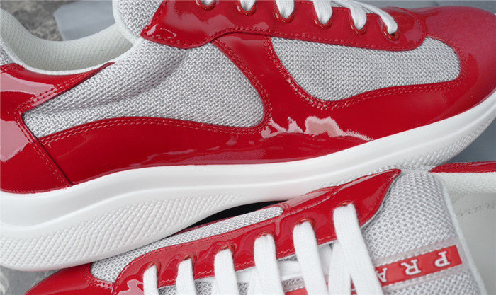 PRADA America's Cup Silver Sneakers - Red Unisex Streetwear Limited Edition