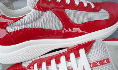 PRADA America's Cup Silver Sneakers - Red Unisex Streetwear Limited Edition