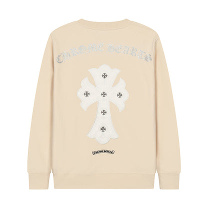 CHROME Hearts Cross Patch Sweatshirt Beige - White Unisex Streetwear Limited Edition