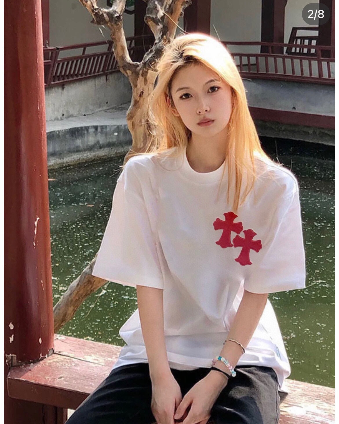 Balenciaga Supreme T-shirt (white) Unisex Streetwear Limited Edition - <span>White t-shirt featuring a small 'Supreme' logo with a wavy underline design on the front.