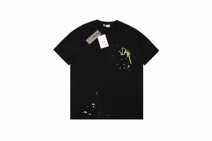 Dior T-shirt With Neon Logo - Black Unisex Streetwear Limited Edition - <p dir='ltr'><span>Black t-shirt featuring a neon Dior logo with a splattered paint effect. Bold