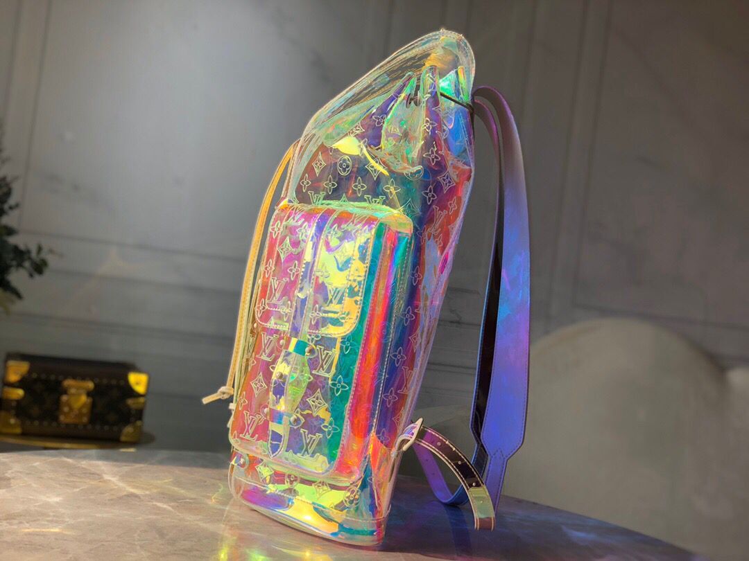 LOUIS VUITTON MONOGRAM GM PRISM HOLOGRAPHIC BACKPACK - close up - replica sneakers