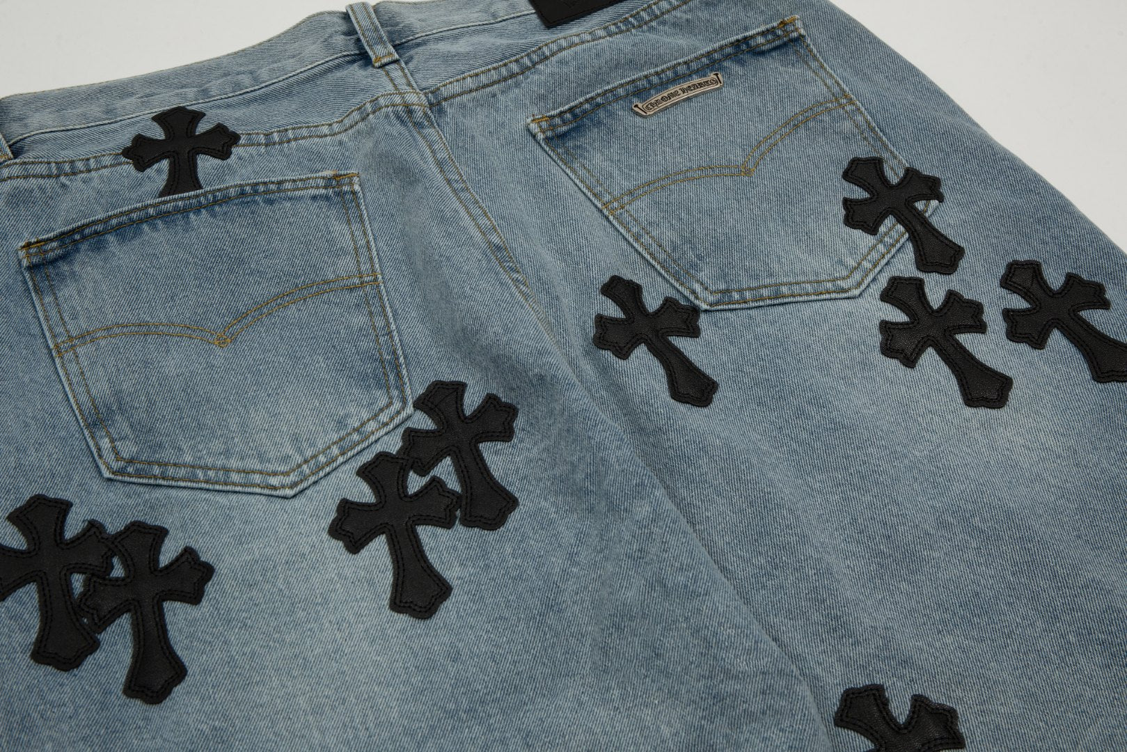 CHROME HEARTS BLACK CROSS PATCH JORTS WASHED DENIM - outsole - replica sneakers