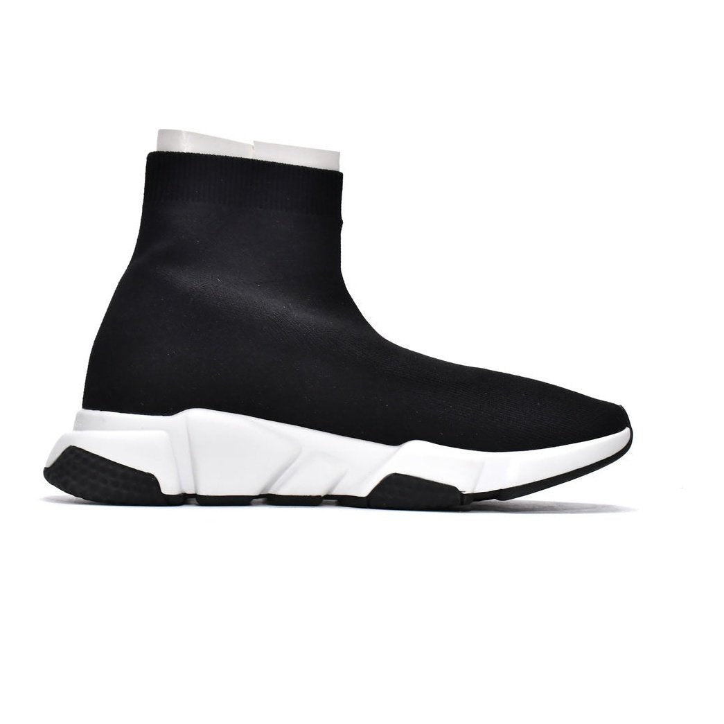 BALENCIAGA Speed Graffiti Trainer - White - Black Unisex Streetwear Limited Edition - The Balenciaga Speed Graffiti Trainers x Black White edition infuses the brand's futuristic silhouette with
