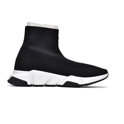 BALENCIAGA Speed Graffiti Trainer - White - Black Unisex Streetwear Limited Edition - The Balenciaga Speed Graffiti Trainers x Black White edition infuses the brand's futuristic silhouette with