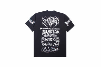 Balenciaga Multi-logo T-shirt (black) Unisex Streetwear Limited Edition - <span>Statement black t-shirt featuring multiple Balenciaga logos in various fonts and styles. This unique design