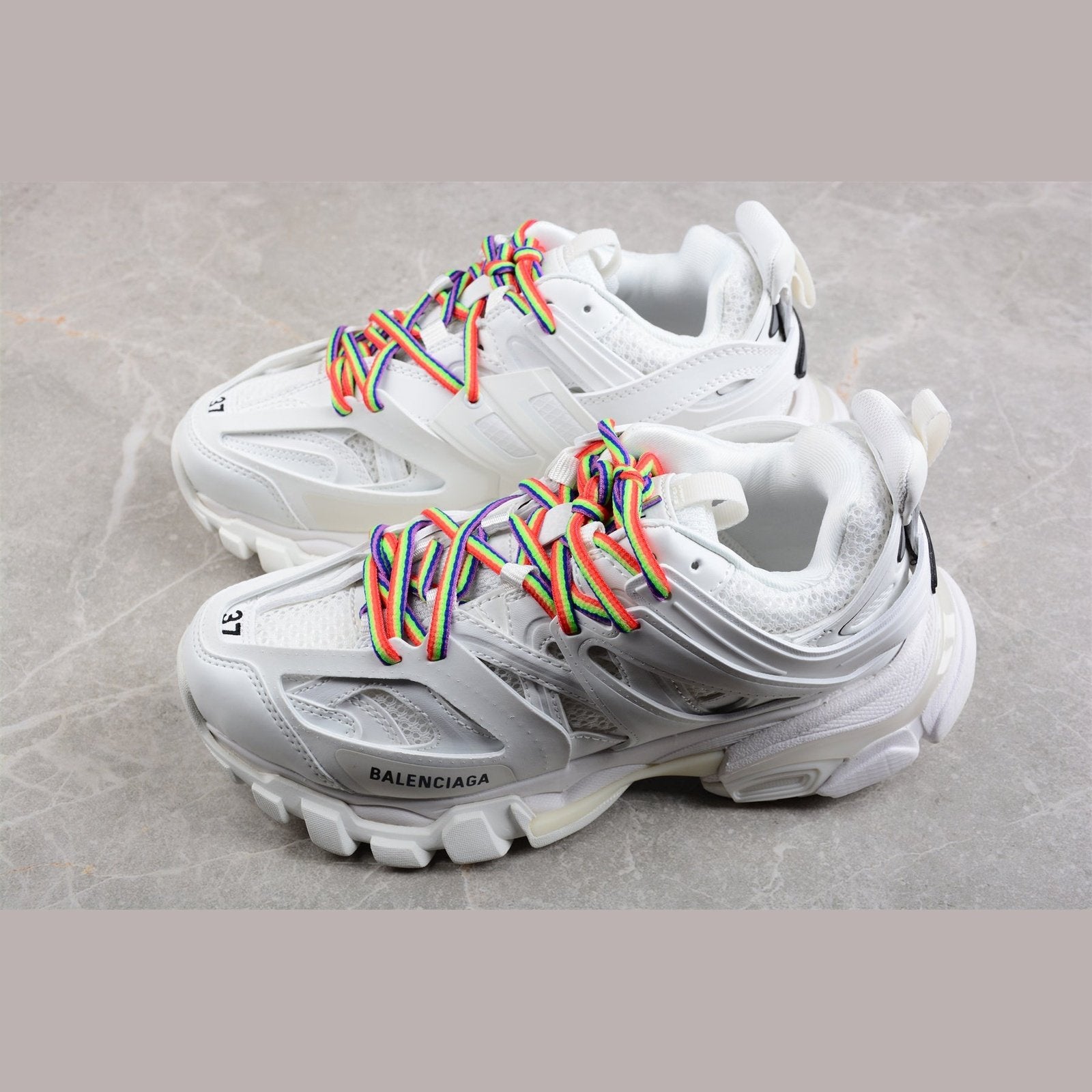 BALENCIAGA Track - - White Unisex Streetwear Limited Edition - The Balenciaga Track x White Color sneaker elevates the iconic design with a fresh, all-white