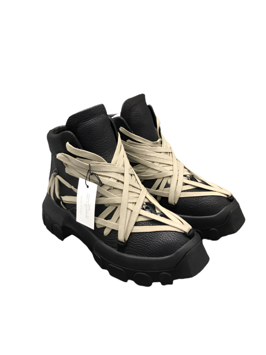 Rick Owens High-top Sneakers With Beige Straps - Black Unisex Streetwear Limited Edition - **Rick Owens Black High-Top Sneakers with Beige Straps: Avant-Garde Design and Superior Craftsmanship** Intro