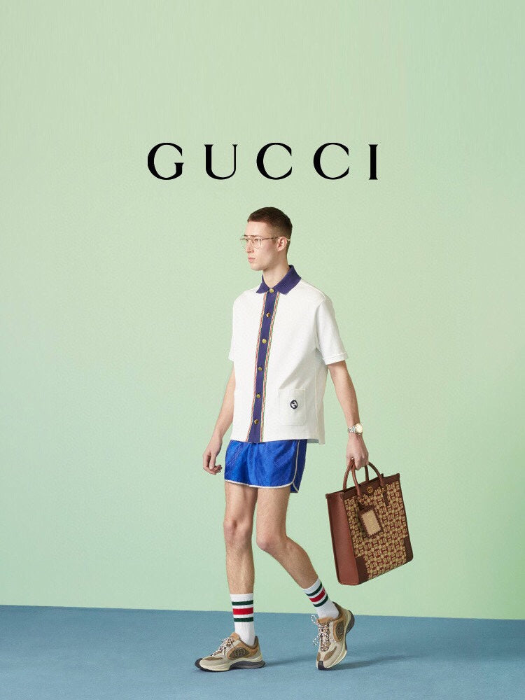 Gucci Contrast Collar Shirt - White Unisex Streetwear Limited Edition - <p dir='ltr'><span>This Gucci shirt features a striking contrast collar in navy blue, complemented by