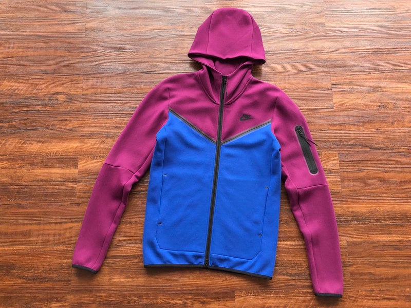 NIKE Tech Fleece Hoodie - Sangria - Game Royal - Red Unisex Streetwear Limited Edition