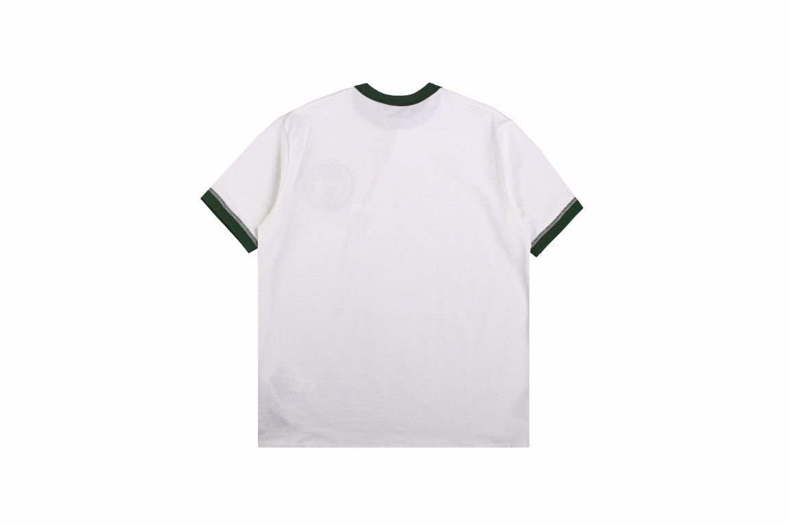 Gucci Polo Shirt With Embroidered Logo Unisex Streetwear Limited Edition - <p dir='ltr'><span>White polo shirt featuring a green embroidered Gucci logo on the chest. Green