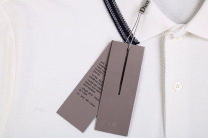 Christian Dior 'striped Logo' Polo Shirt - White Unisex Streetwear Limited Edition - <p dir='ltr'><span>White polo shirt featuring a classic collar and button placket. Accentuated with a