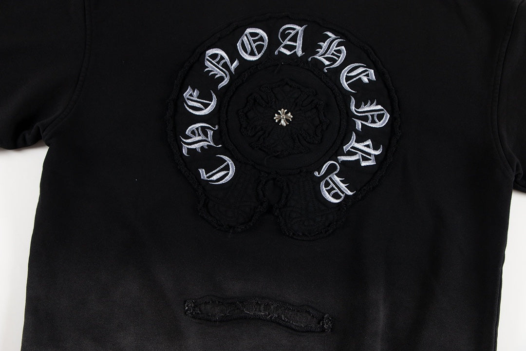 CHROME Hearts Horse Shoe Logo Sweatshirt Gradient - Black Unisex Streetwear Limited Edition