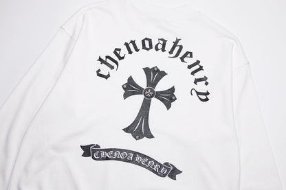 CHROME Hearts Cross Sweatshirt White - Black Unisex Streetwear Limited Edition